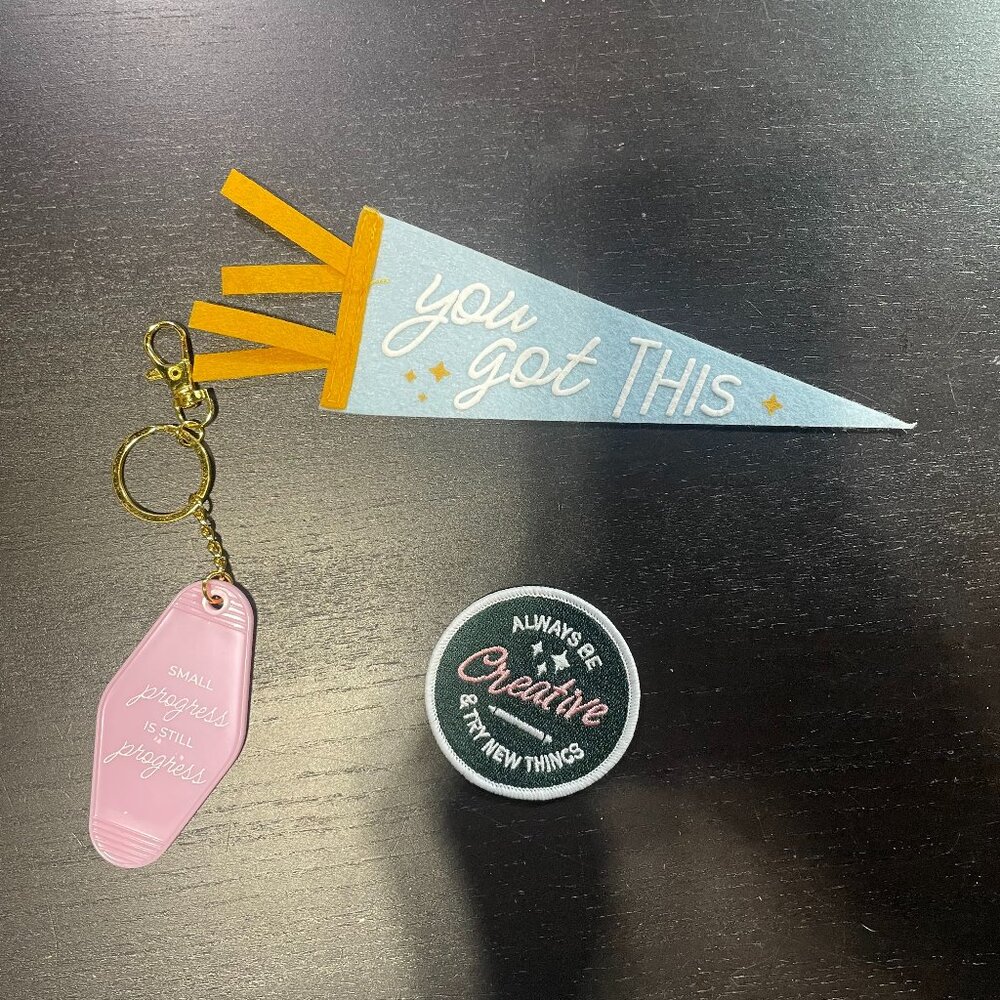 Archer and Olive Summer Camp patches and keychain